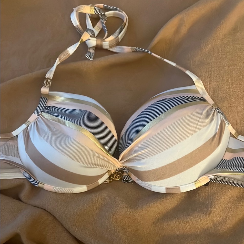 Victoria's Secret Striped Bikini - Cream, Tan, Gold